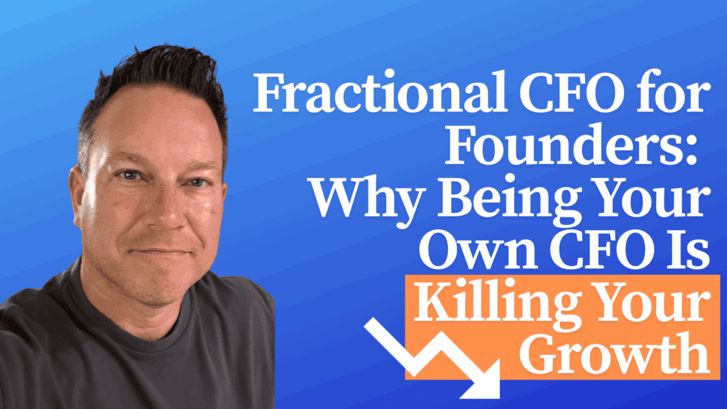 Astero Group article image - "Fractional CFO for Founders - Why Being Your Own CFO Is Killing Your Growth" with founder Jim set on the brand blue background with select text highlighted in brand orange